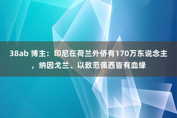 38ab 博主：印尼在荷兰外侨有170万东说念主，纳因戈兰、以致范佩西皆有血缘