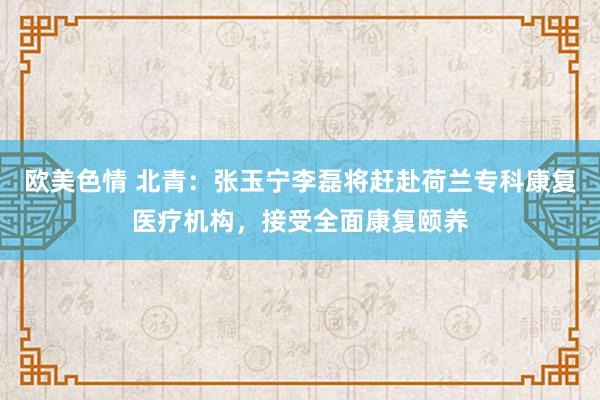欧美色情 北青：张玉宁李磊将赶赴荷兰专科康复医疗机构，接受全面康复颐养