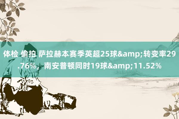 体检 偷拍 萨拉赫本赛季英超25球&转变率29.76%，南安普顿同时19球&11.52%